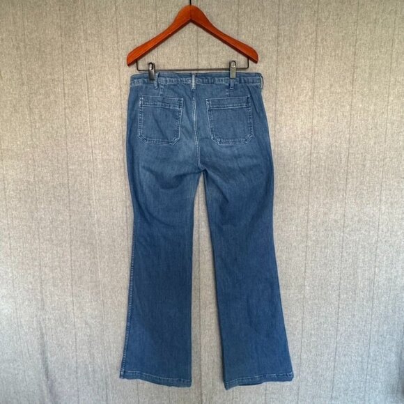 Gap 1969 Medium Wash Sailor 70s Retro High Waist Flare Leg Jeans Size 32 Tall - Picture 3 of 11